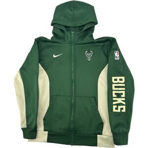 Youth Hunter Green Nike Milwaukee Bucks Showtime Performance Full Zip Hoodie~ L